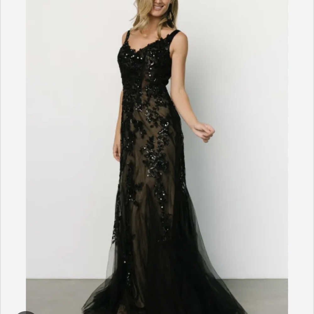 Baltic Born Black Sequin Evening Gown